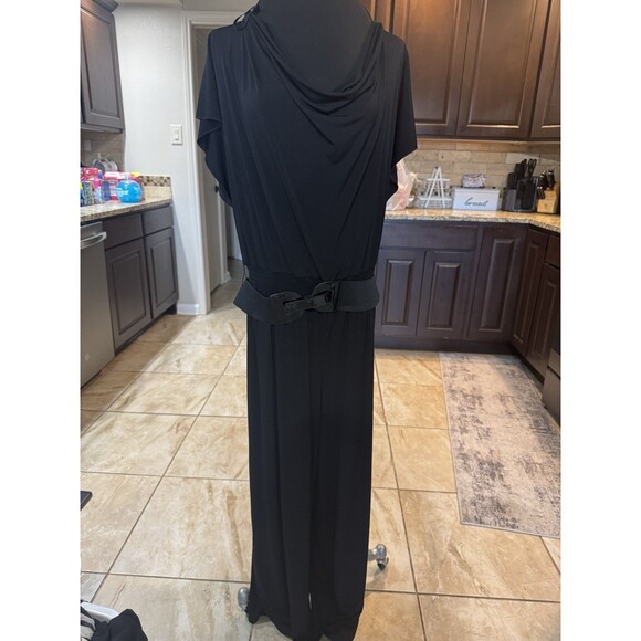 I.N. Studio Black Womens Jumpsuit With Belt Size 1X - Picture 1 of 3